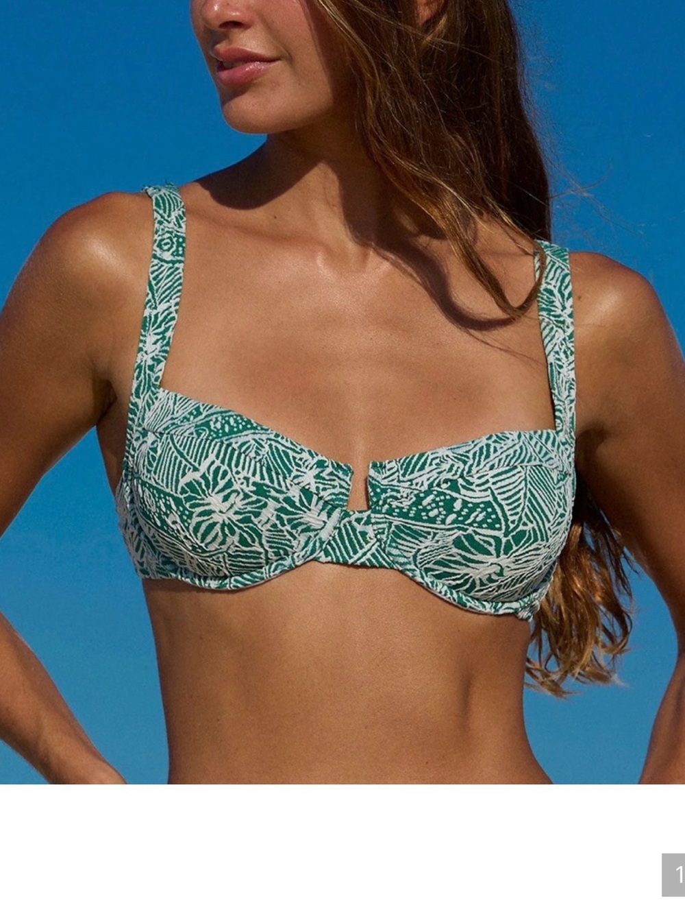 Berlook- Green Printed Underwire Bikini Top with Supportive Straps